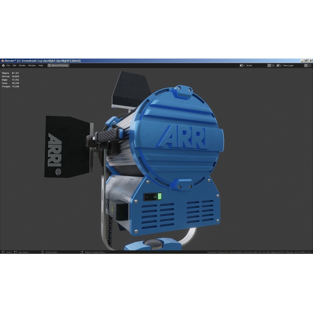 Photography Studio Spotlight 3D Model – Realistic Tungsten Light, FBX - View 20