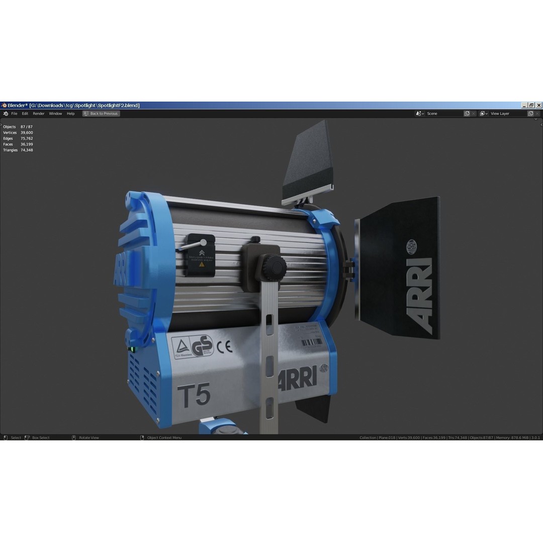 Photography Studio Spotlight 3D Model – Realistic Tungsten Light, FBX - View 23