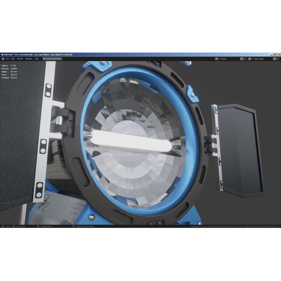 Photography Studio Spotlight 3D Model – Realistic Tungsten Light, FBX - View 25