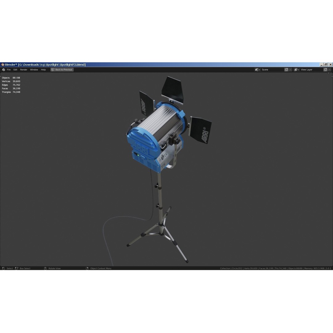 Photography Studio Spotlight 3D Model – Realistic Tungsten Light, FBX - View 37