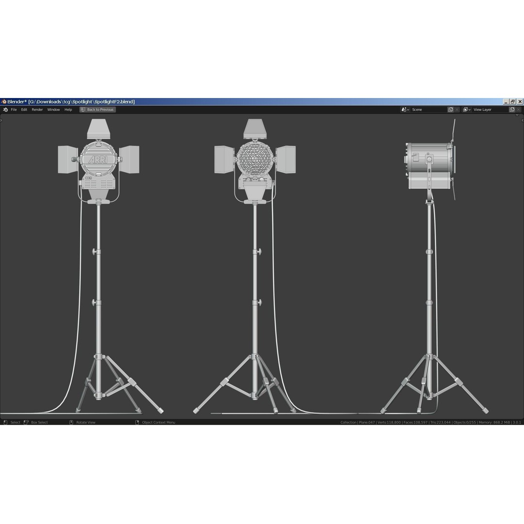 Photography Studio Spotlight 3D Model – Realistic Tungsten Light, FBX - View 9