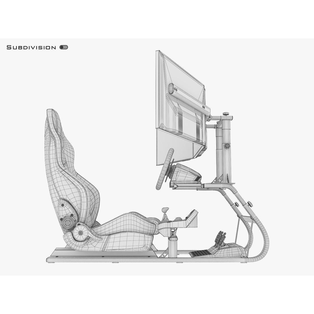 Racing Game Simulator Triple Display 3D Model – High Poly PBR Asset, FBX, OBJ - View 30