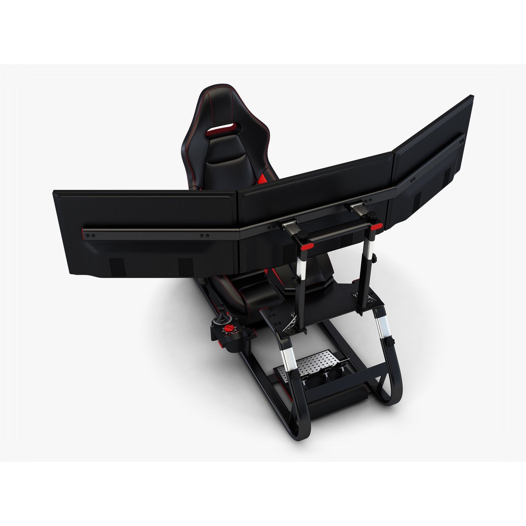 Racing Game Simulator Triple Display 3D Model – High Poly PBR Asset, FBX, OBJ - View 5