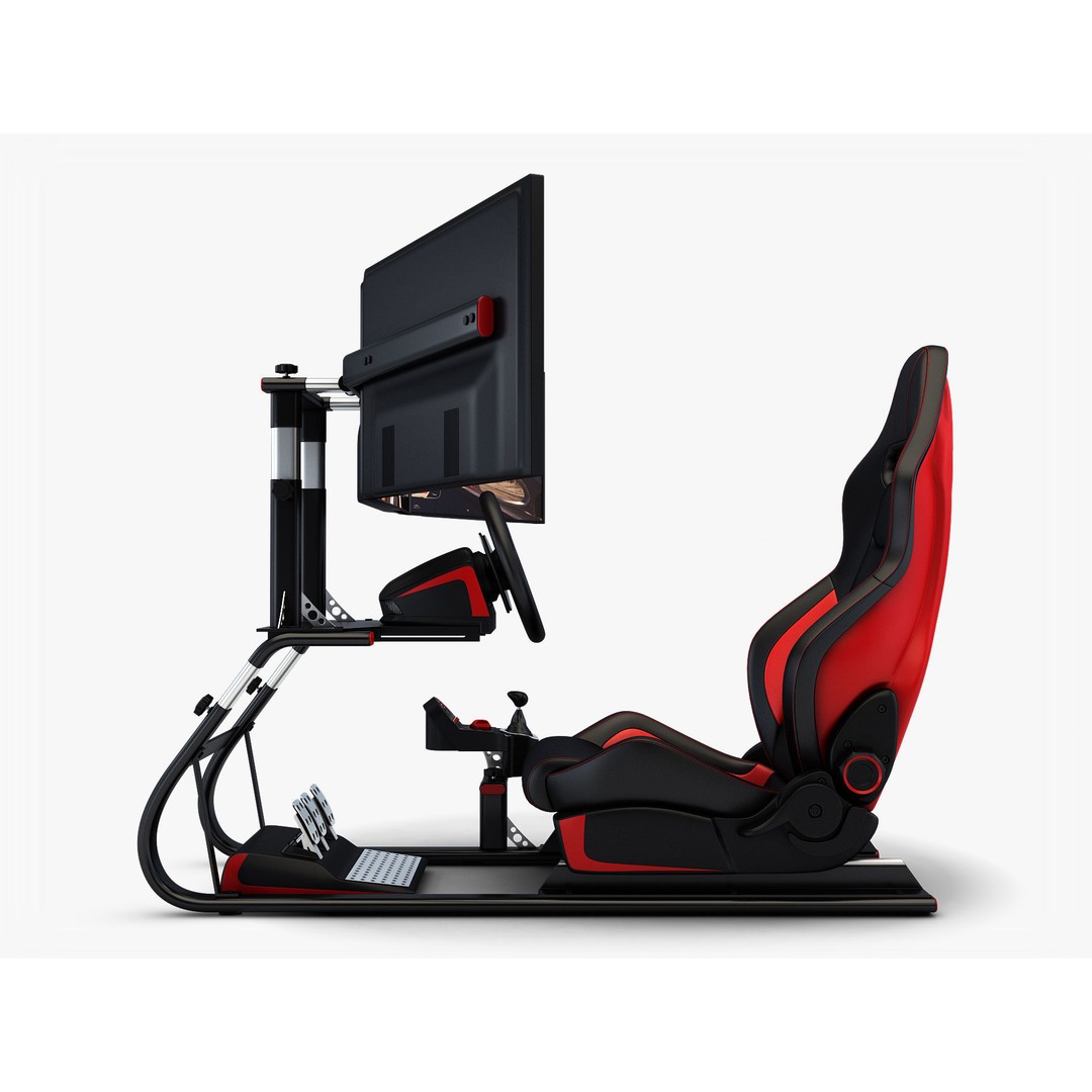 Racing Game Simulator Triple Display 3D Model – High Poly PBR Asset, FBX, OBJ - View 9