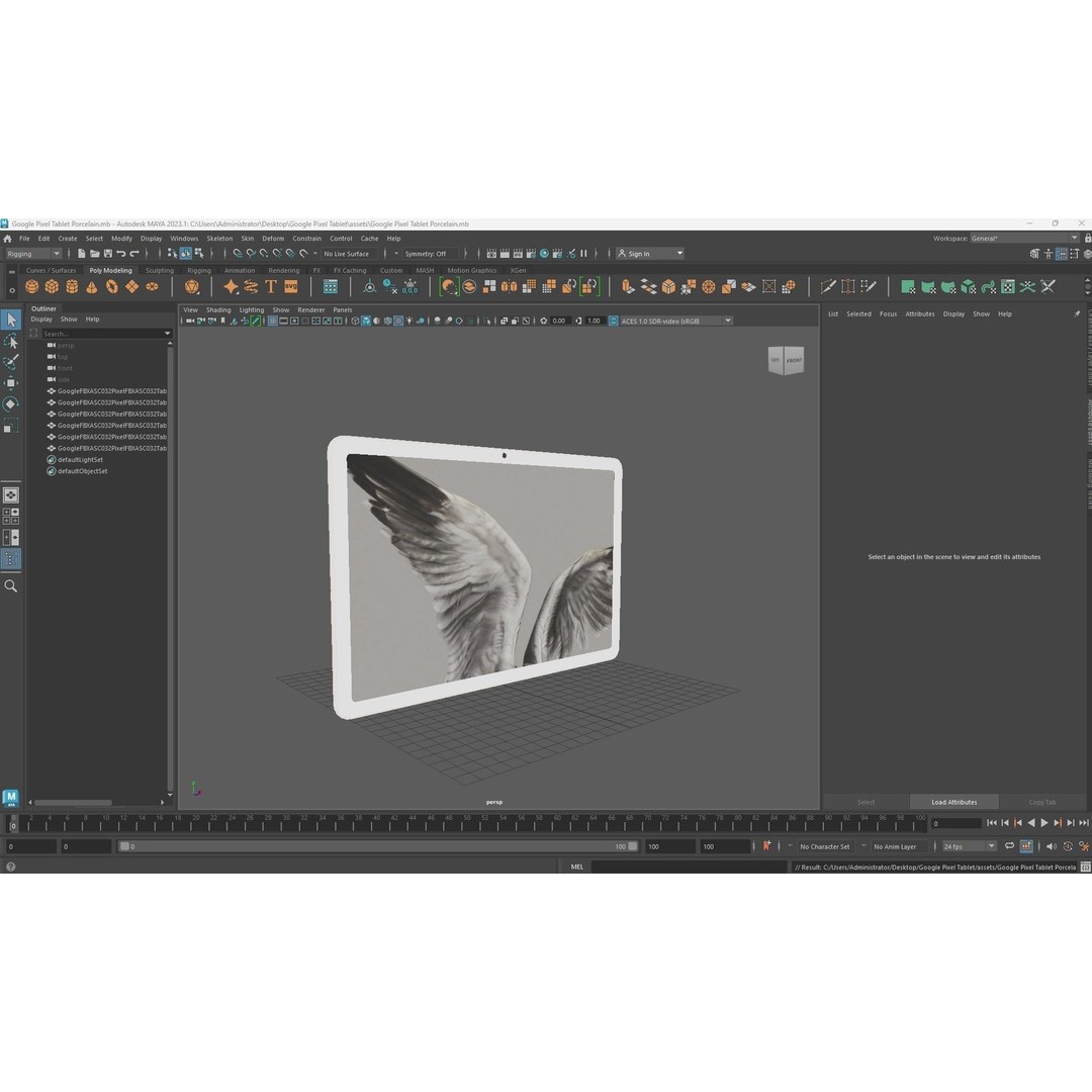 Google Pixel Tablet 3D Model – Low Poly Porcelain Design, FBX, OBJ