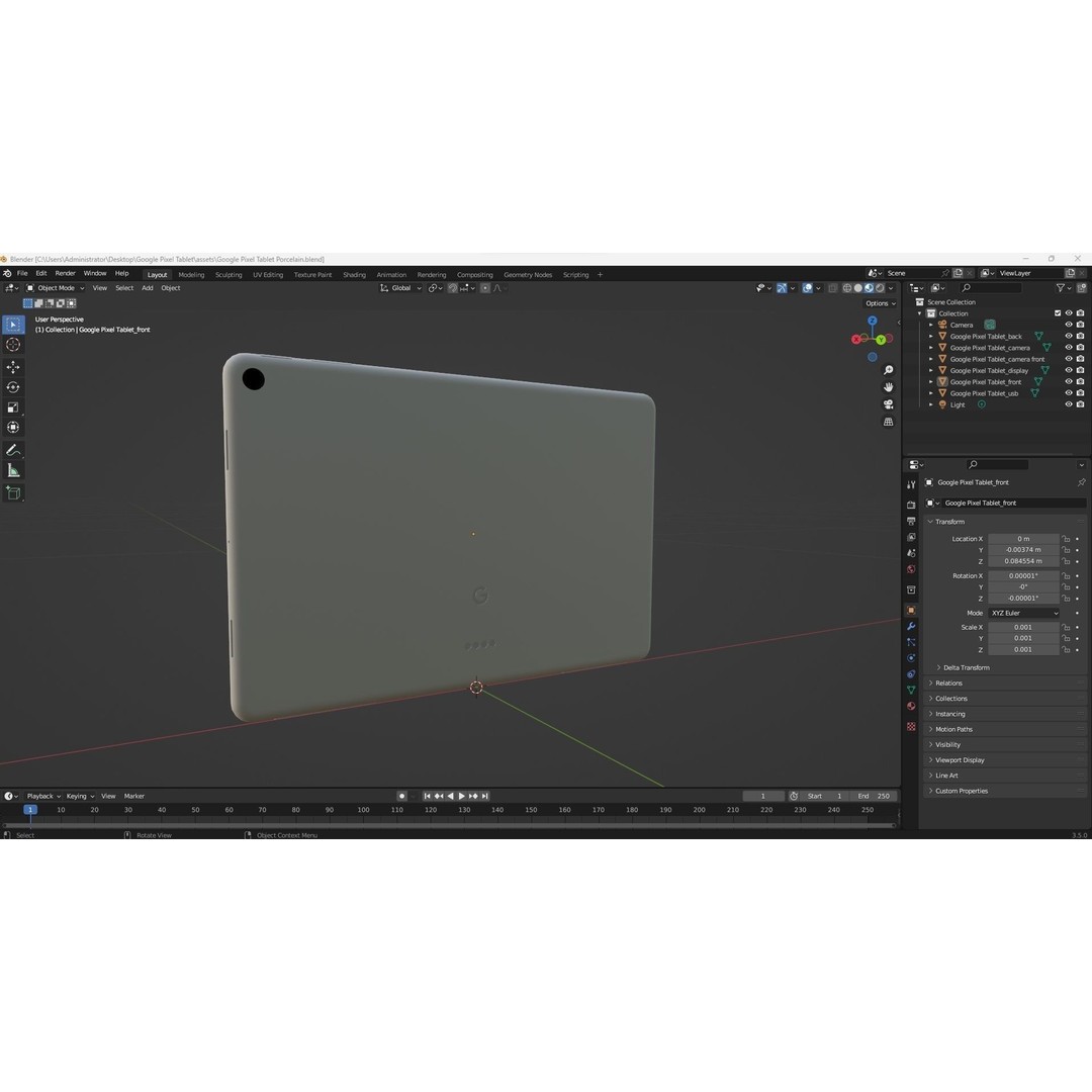 Google Pixel Tablet 3D Model – Low Poly Porcelain Design, FBX, OBJ - View 31