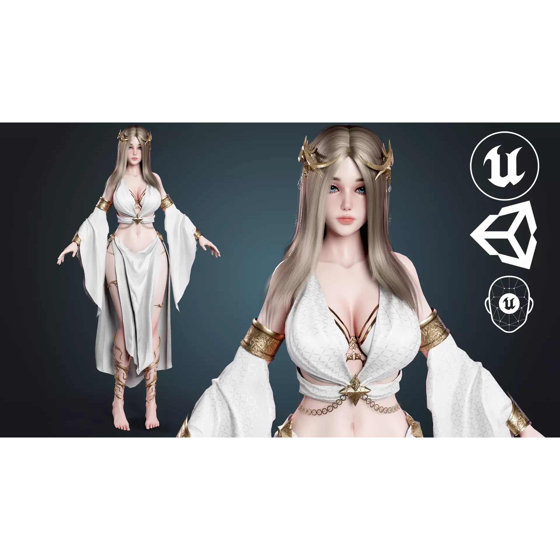 High Priestess - Low-Poly Game-Ready 3D Model - View 2