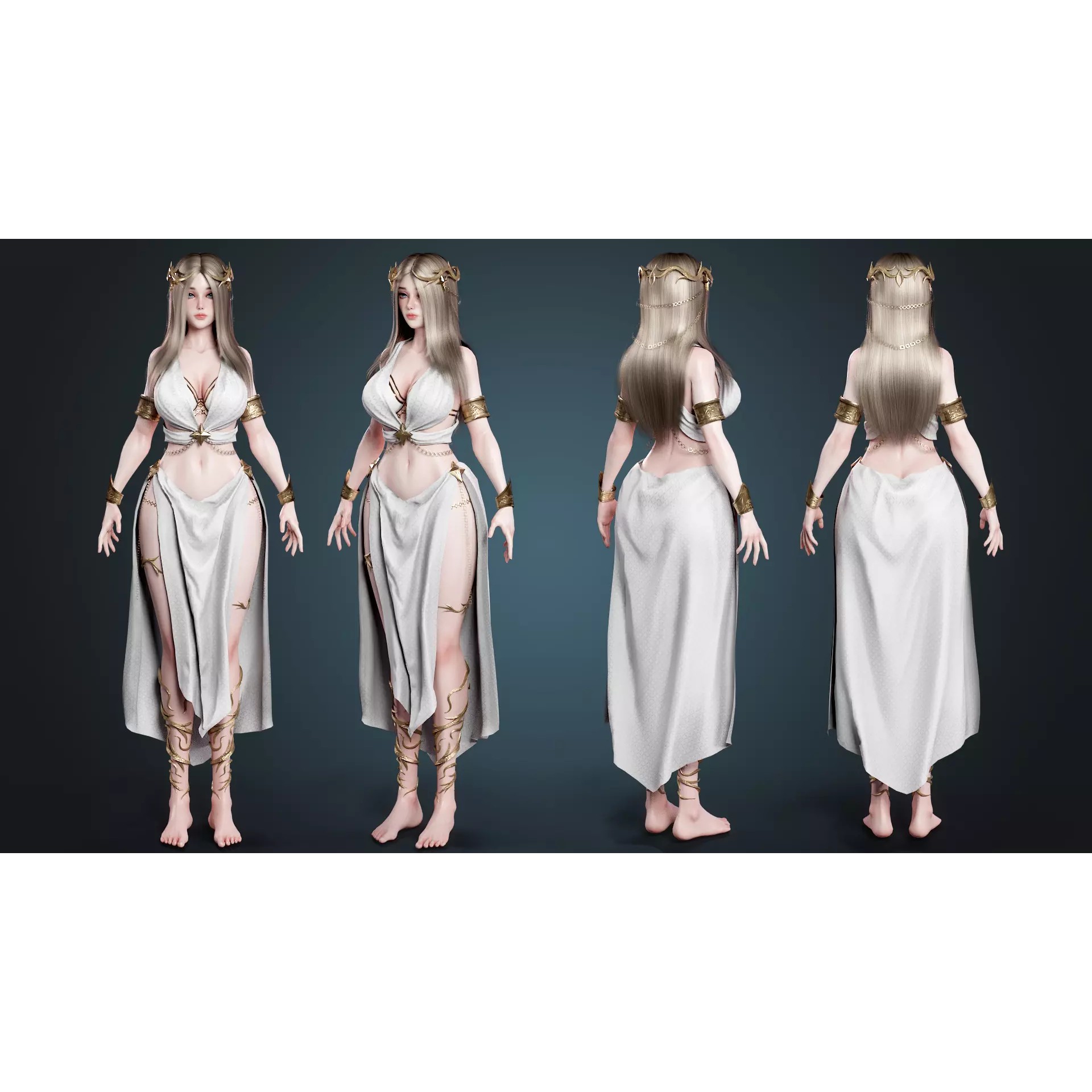 High Priestess - Low-Poly Game-Ready 3D Model - View 3