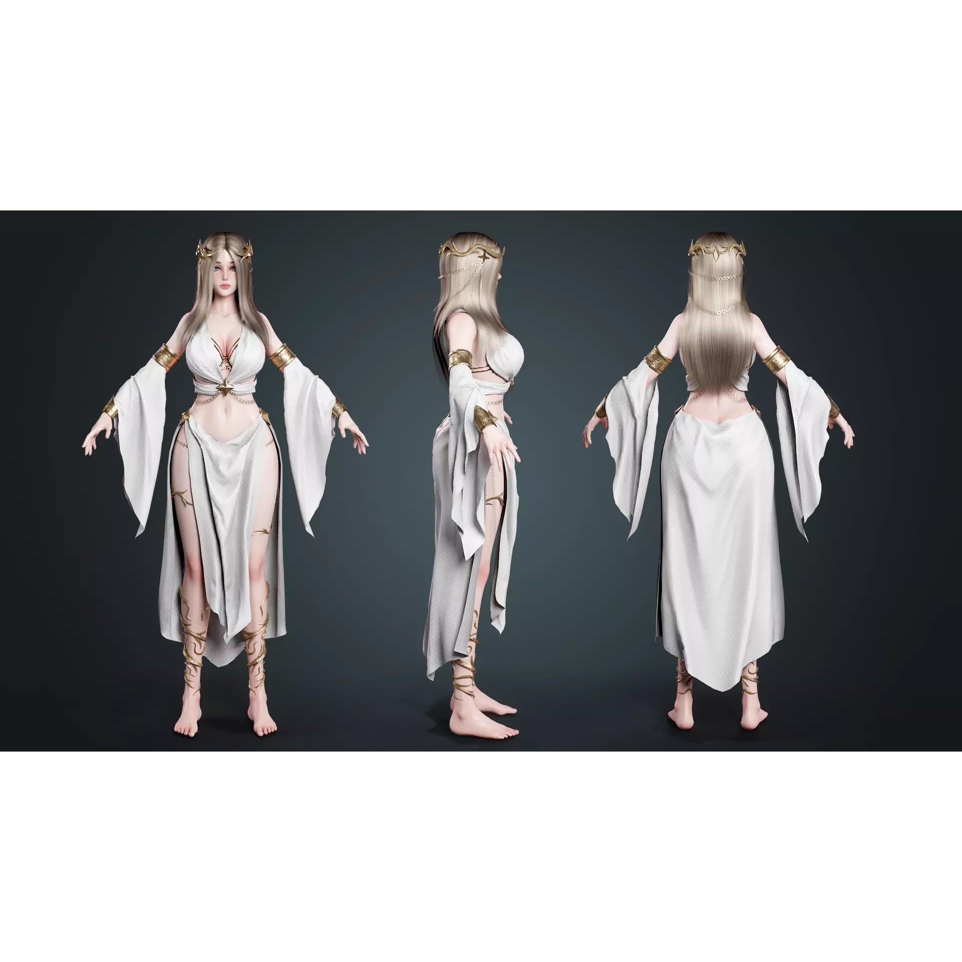 High Priestess - Low-Poly Game-Ready 3D Model - View 4
