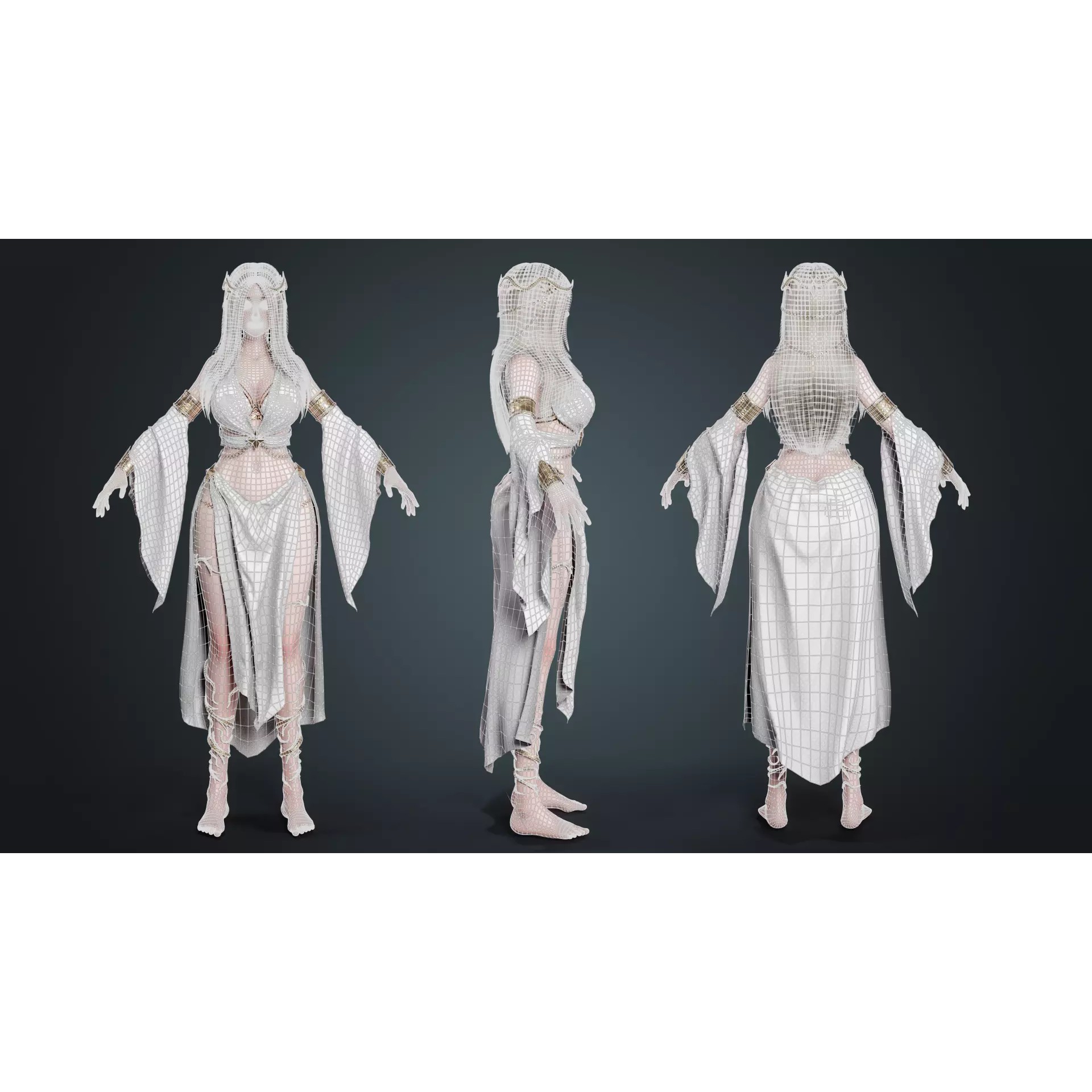 High Priestess - Low-Poly Game-Ready 3D Model - View 5