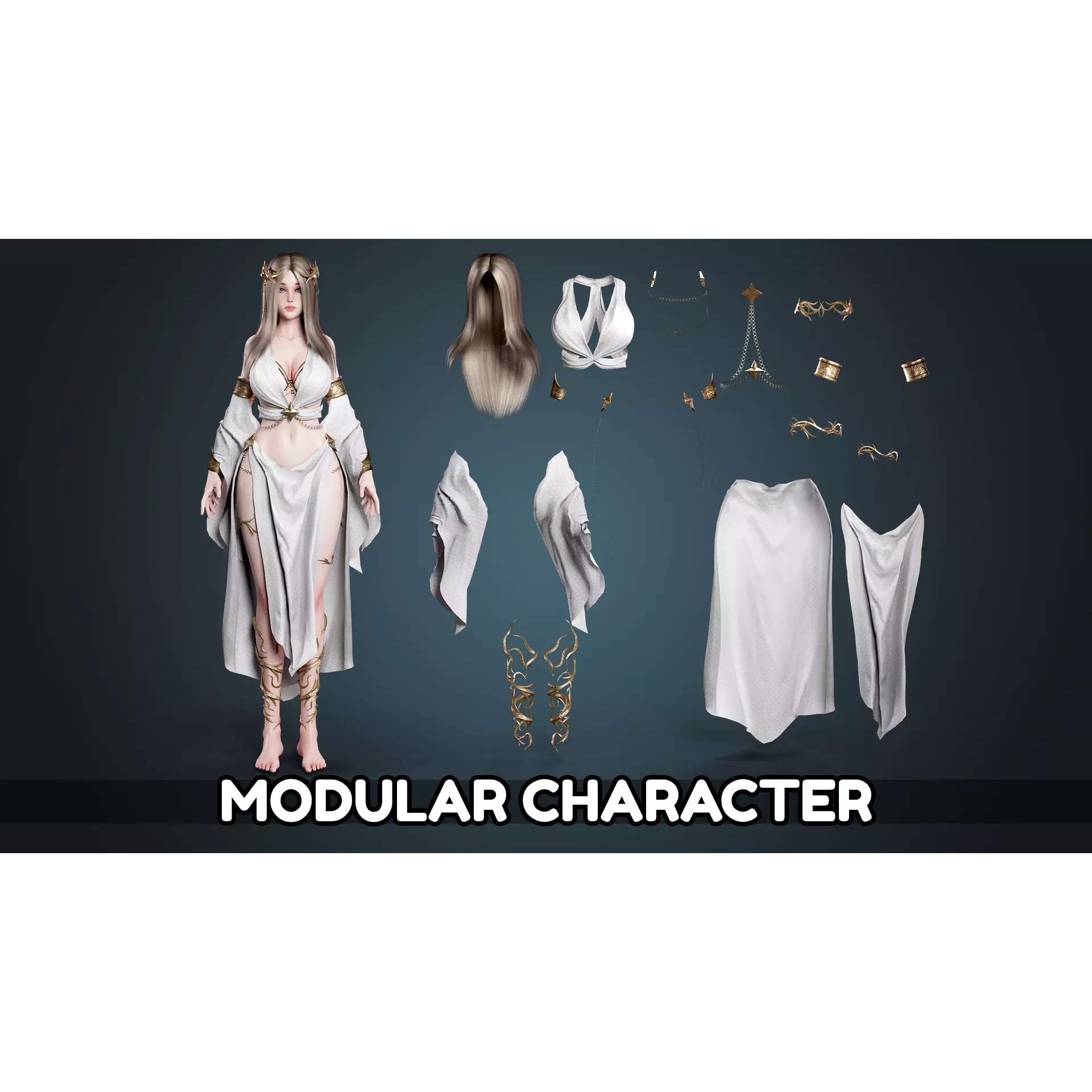 High Priestess - Low-Poly Game-Ready 3D Model - View 6