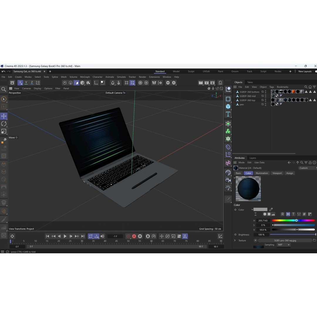 Samsung Galaxy Book5 Pro 360 3D Model – Low Poly Game Asset, FBX, OBJ - View 29