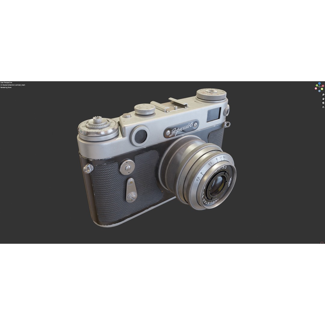Zorki-6 Film Camera 3D Model – Vintage Rangefinder, PBR Textures - View 10