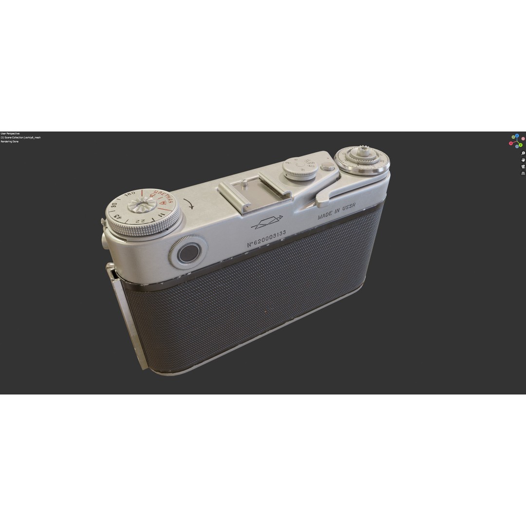 Zorki-6 Film Camera 3D Model – Vintage Rangefinder, PBR Textures - View 14
