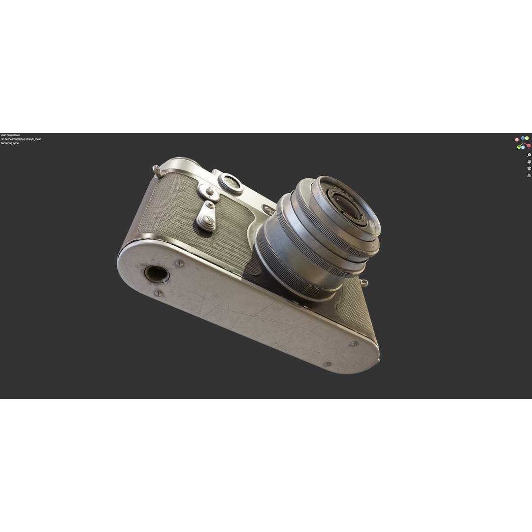 Zorki-6 Film Camera 3D Model – Vintage Rangefinder, PBR Textures - View 19