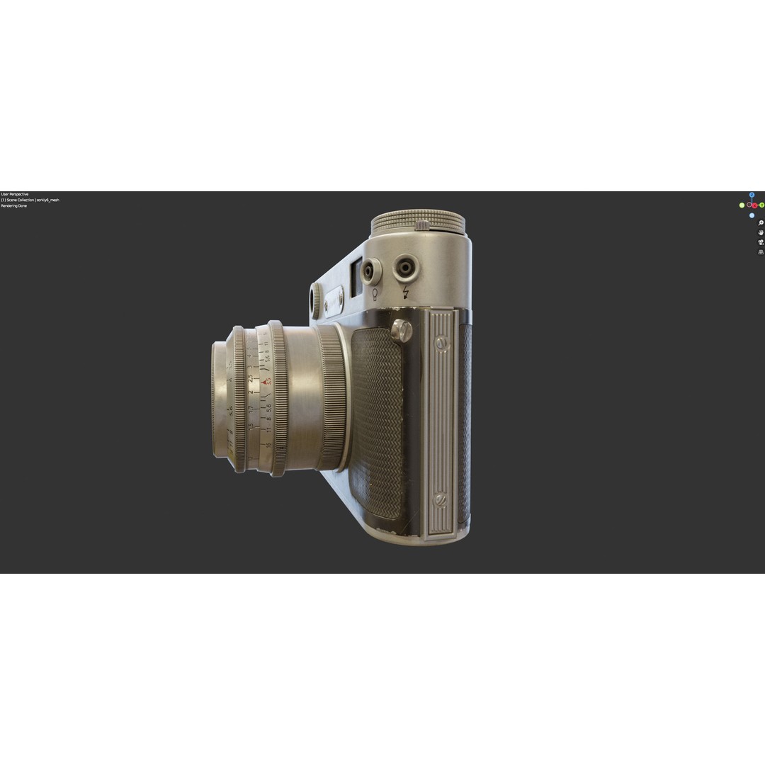 Zorki-6 Film Camera 3D Model – Vintage Rangefinder, PBR Textures - View 20