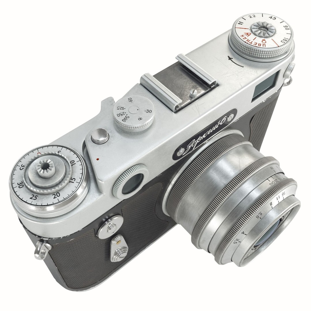 Zorki-6 Film Camera 3D Model – Vintage Rangefinder, PBR Textures - View 5