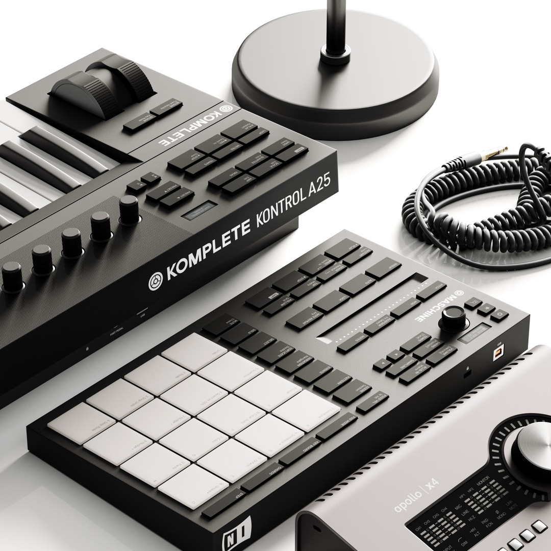 Musical Workspace 3D Model – Detailed Audio Electronics, FBX, OBJ - View 5