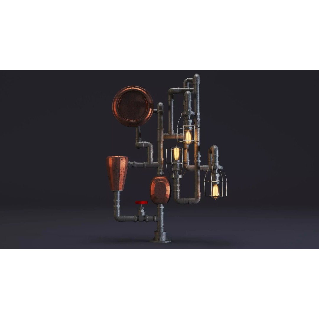 Steampunk Lamps 3D Model – High Detail Low-Poly Props, FBX & OBJ - View 2