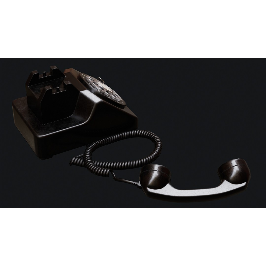 Rotary Phone 3D Model – Low Poly Game Ready PBR Asset, FBX & OBJ