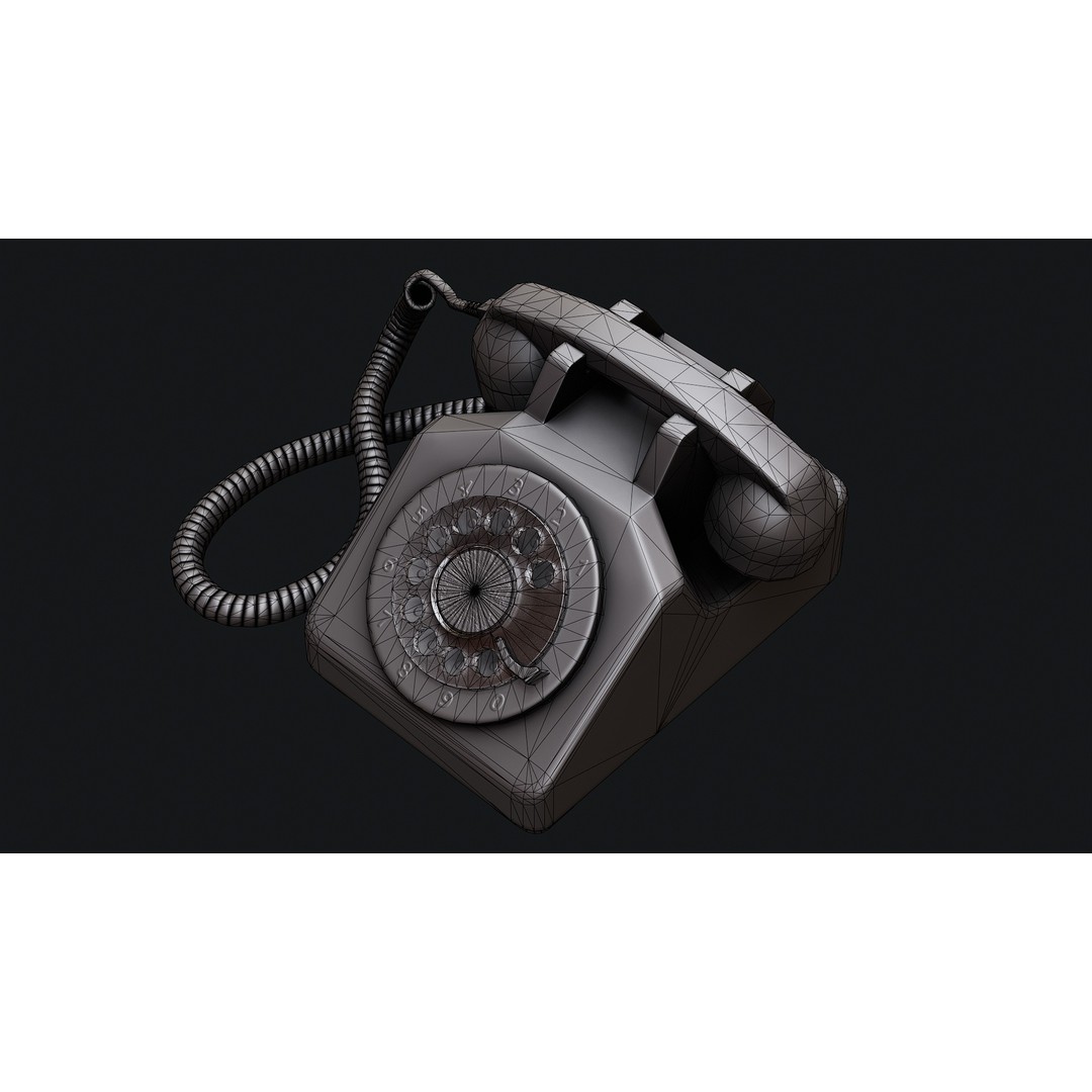Rotary Phone 3D Model – Low Poly Game Ready PBR Asset, FBX & OBJ - View 10