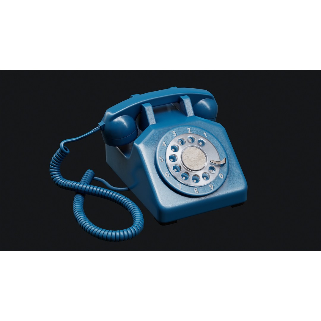 Rotary Phone 3D Model – Low Poly Game Ready PBR Asset, FBX & OBJ - View 11