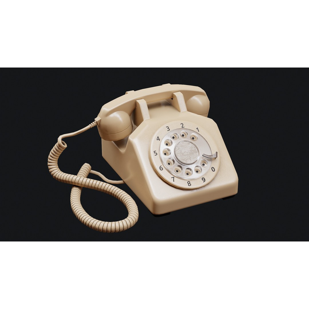 Rotary Phone 3D Model – Low Poly Game Ready PBR Asset, FBX & OBJ - View 14