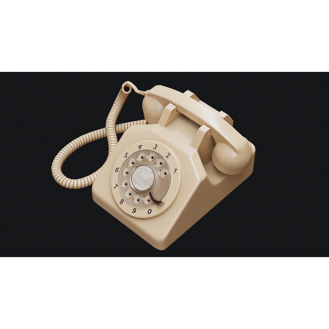 Rotary Phone 3D Model – Low Poly Game Ready PBR Asset, FBX & OBJ - View 16