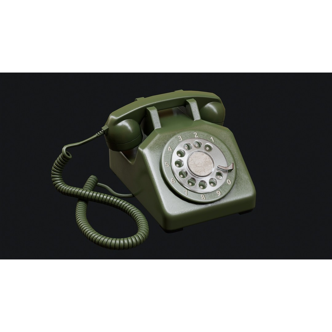 Rotary Phone 3D Model – Low Poly Game Ready PBR Asset, FBX & OBJ - View 17