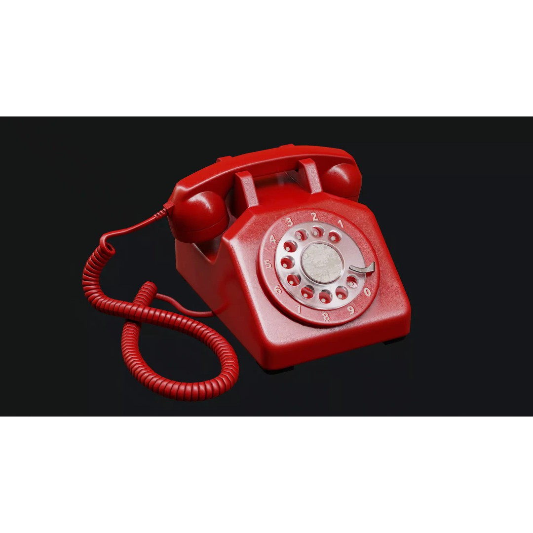 Rotary Phone 3D Model – Low Poly Game Ready PBR Asset, FBX & OBJ - View 2