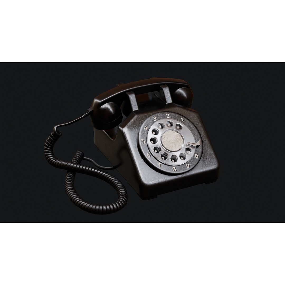 Rotary Phone 3D Model – Low Poly Game Ready PBR Asset, FBX & OBJ - View 23