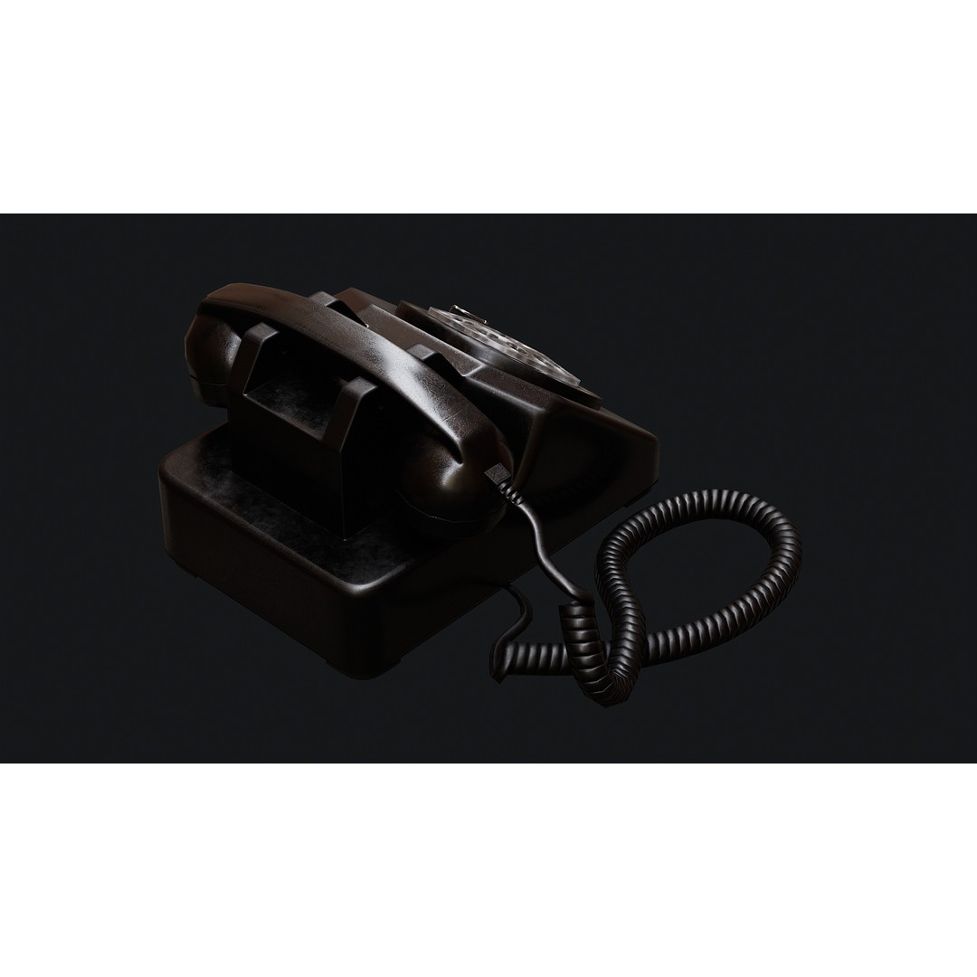 Rotary Phone 3D Model – Low Poly Game Ready PBR Asset, FBX & OBJ - View 24