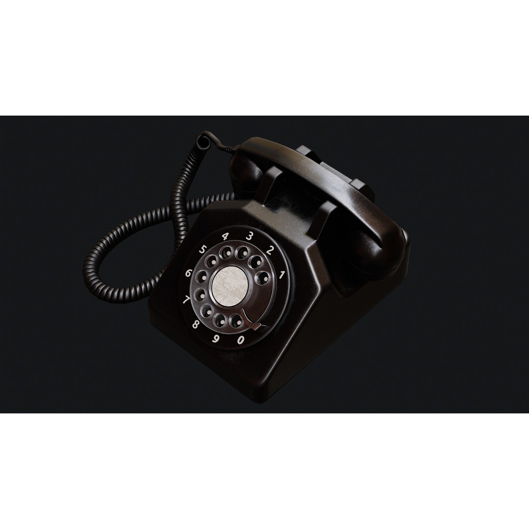 Rotary Phone 3D Model – Low Poly Game Ready PBR Asset, FBX & OBJ - View 25