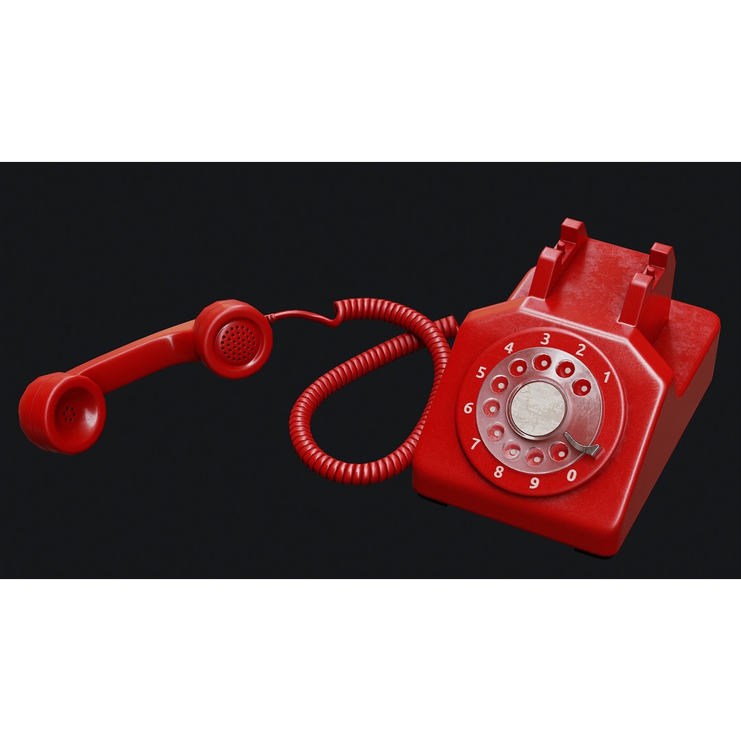 Rotary Phone 3D Model – Low Poly Game Ready PBR Asset, FBX & OBJ - View 26