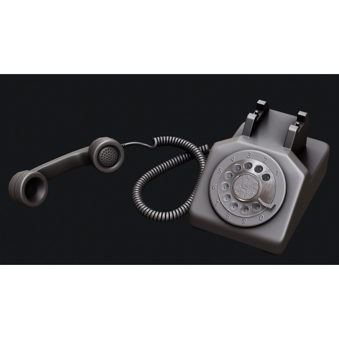 Rotary Phone 3D Model – Low Poly Game Ready PBR Asset, FBX & OBJ - View 28