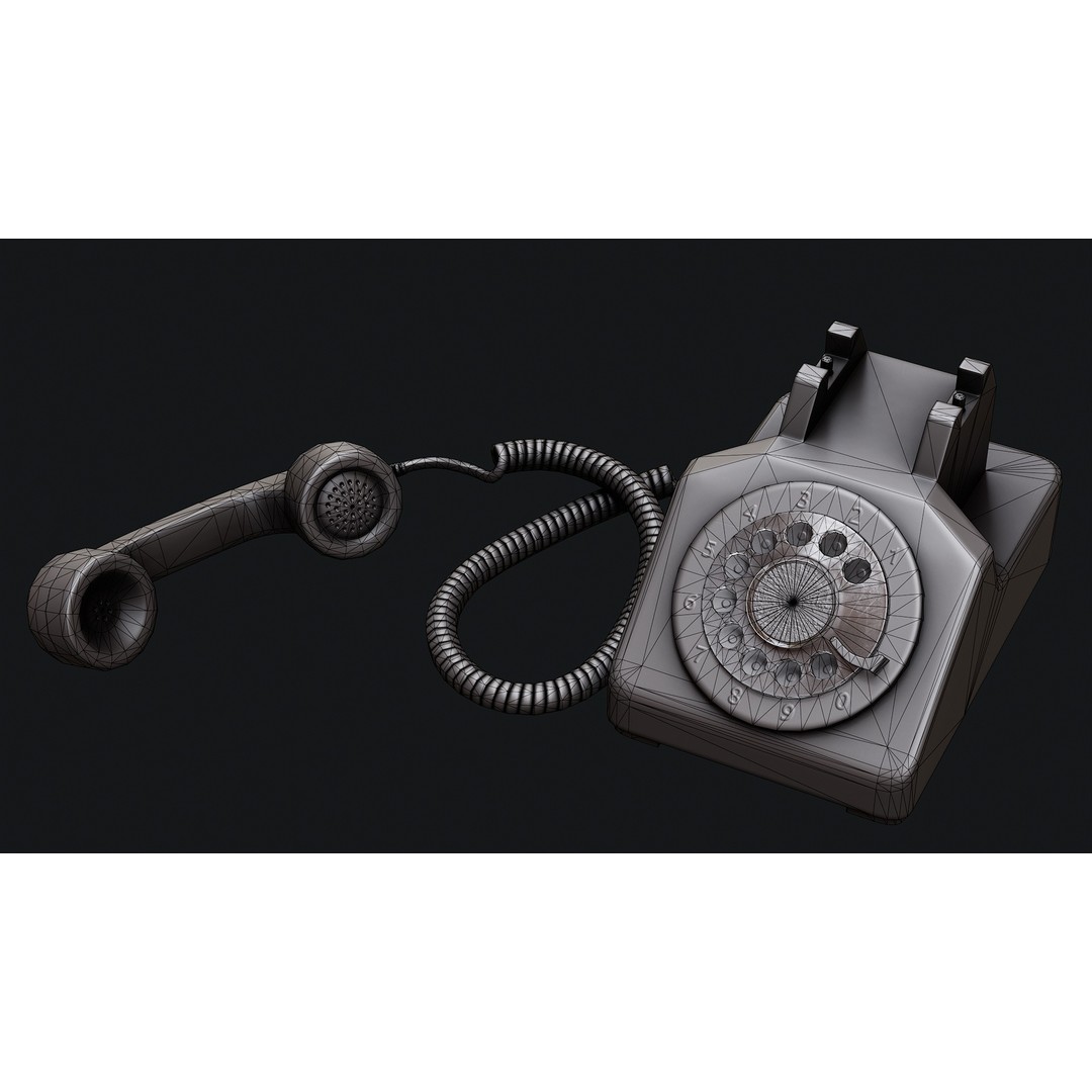 Rotary Phone 3D Model – Low Poly Game Ready PBR Asset, FBX & OBJ - View 29