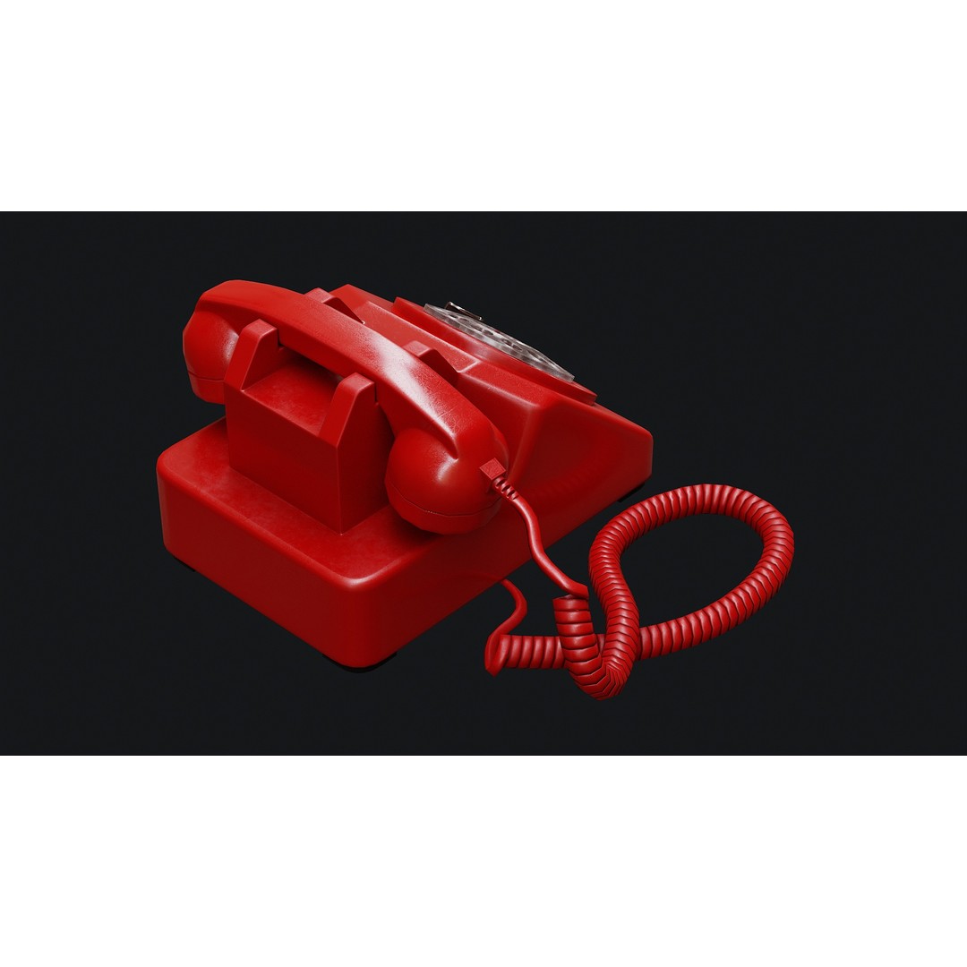 Rotary Phone 3D Model – Low Poly Game Ready PBR Asset, FBX & OBJ - View 3