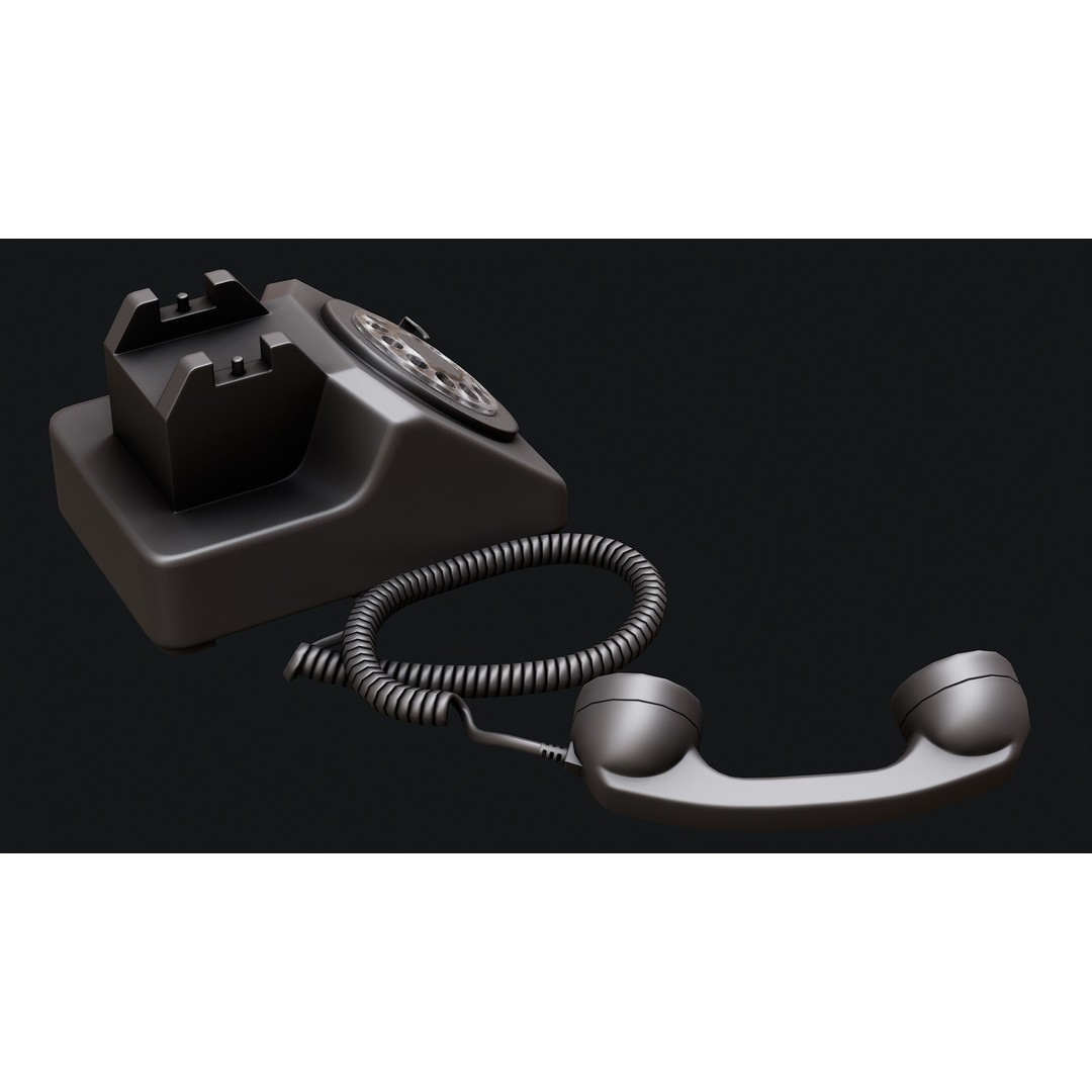 Rotary Phone 3D Model – Low Poly Game Ready PBR Asset, FBX & OBJ - View 30