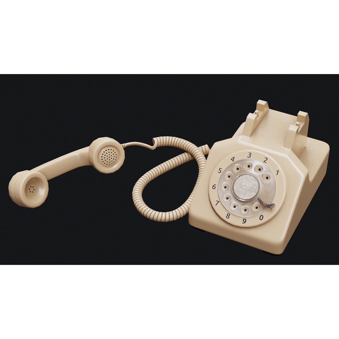 Rotary Phone 3D Model – Low Poly Game Ready PBR Asset, FBX & OBJ - View 34