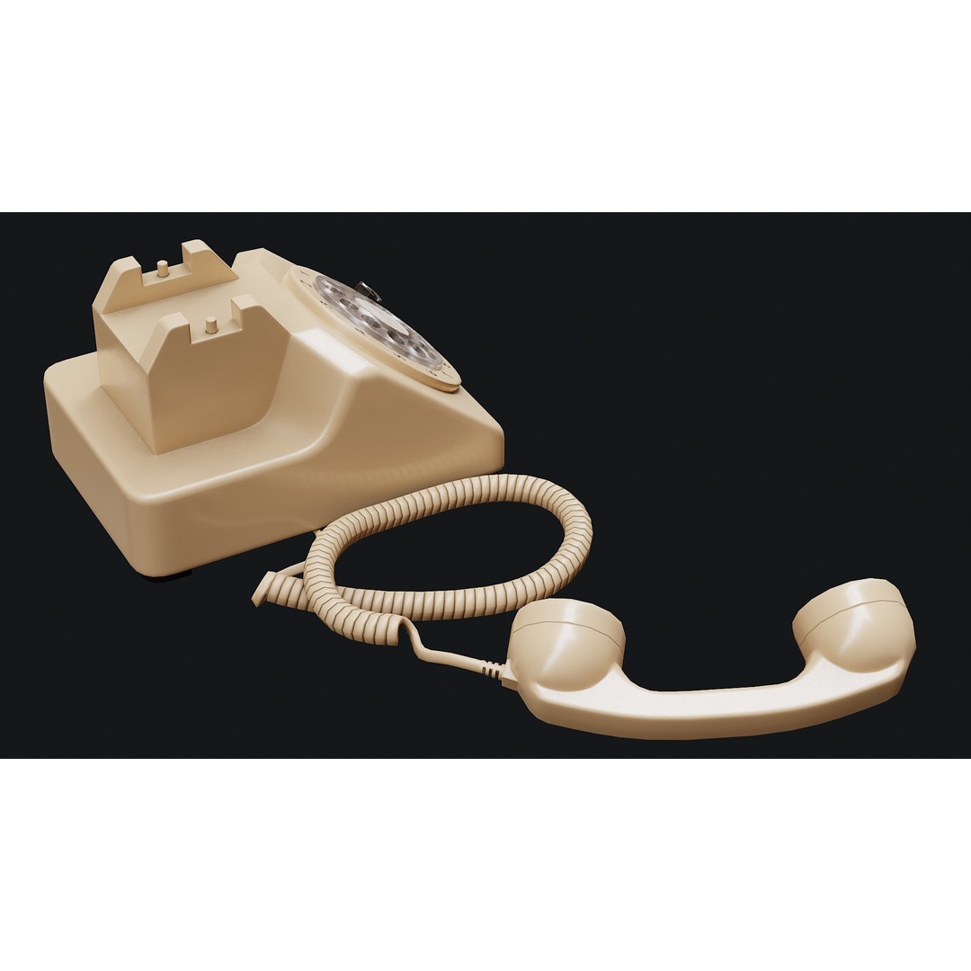 Rotary Phone 3D Model – Low Poly Game Ready PBR Asset, FBX & OBJ - View 35