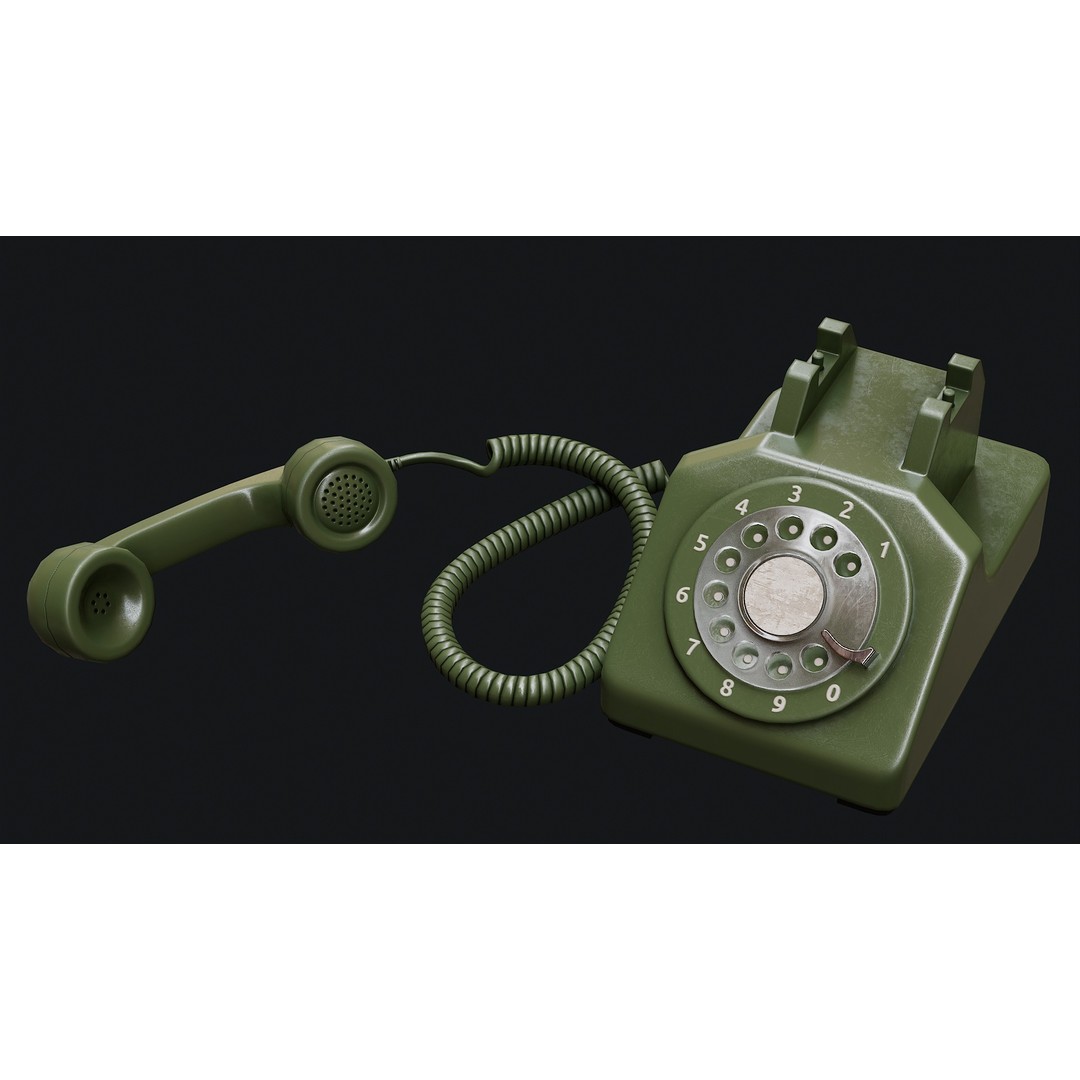 Rotary Phone 3D Model – Low Poly Game Ready PBR Asset, FBX & OBJ - View 36