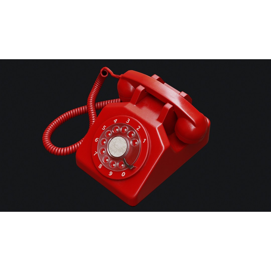 Rotary Phone 3D Model – Low Poly Game Ready PBR Asset, FBX & OBJ - View 4