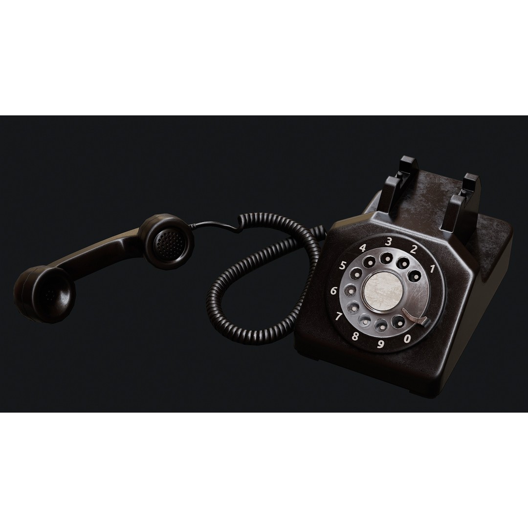 Rotary Phone 3D Model – Low Poly Game Ready PBR Asset, FBX & OBJ - View 40