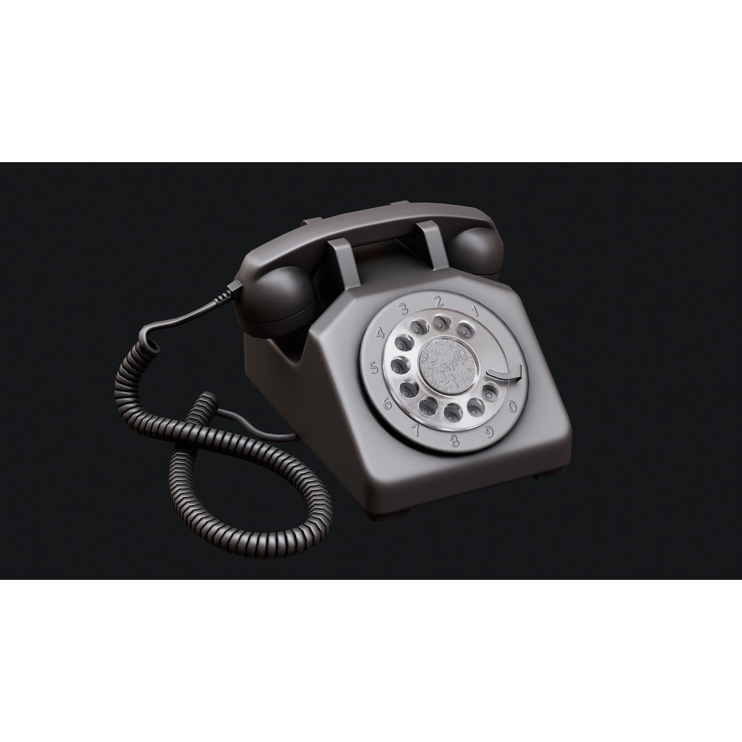 Rotary Phone 3D Model – Low Poly Game Ready PBR Asset, FBX & OBJ - View 5