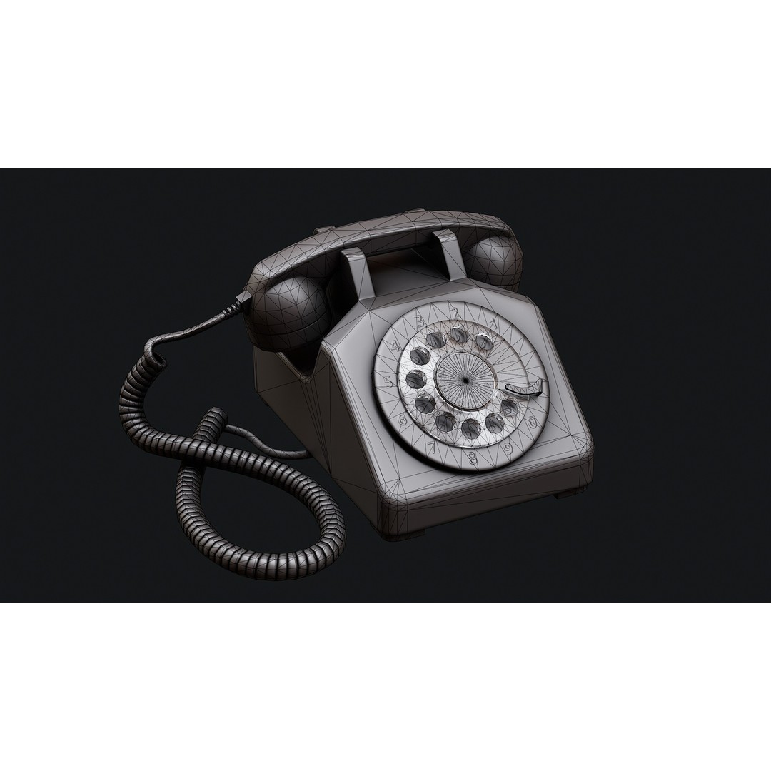 Rotary Phone 3D Model – Low Poly Game Ready PBR Asset, FBX & OBJ - View 6