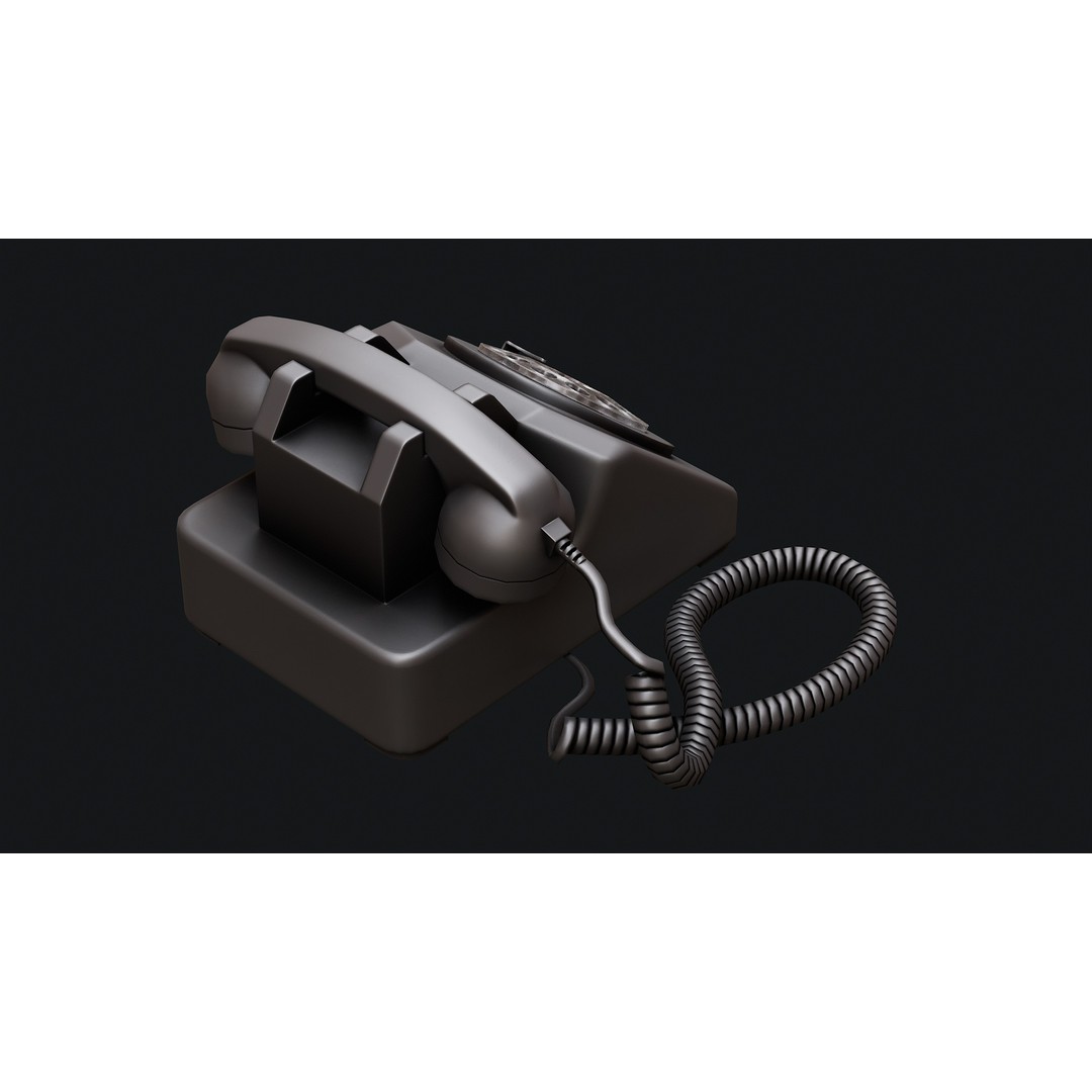 Rotary Phone 3D Model – Low Poly Game Ready PBR Asset, FBX & OBJ - View 7