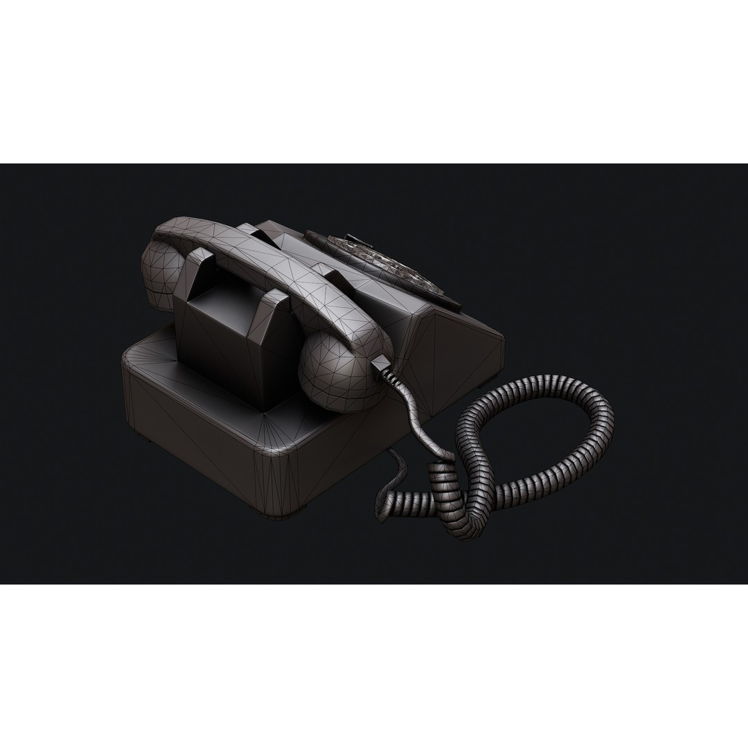 Rotary Phone 3D Model – Low Poly Game Ready PBR Asset, FBX & OBJ - View 8