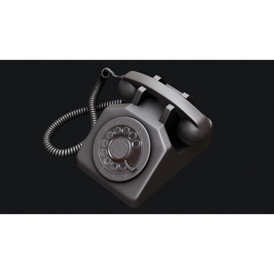 Rotary Phone 3D Model – Low Poly Game Ready PBR Asset, FBX & OBJ - View 9
