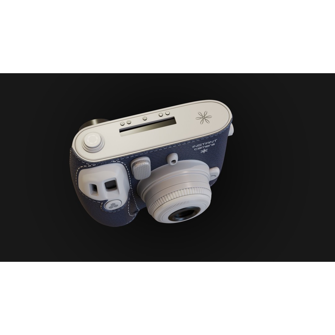 Navy Leather Instant Camera 3D Model – PBR Designed Asset, FBX/OBJ - View 8