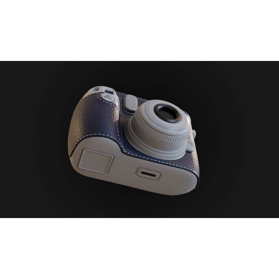 Navy Leather Instant Camera 3D Model – PBR Designed Asset, FBX/OBJ - View 9